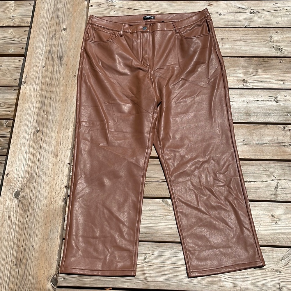 Faux brown leather pants